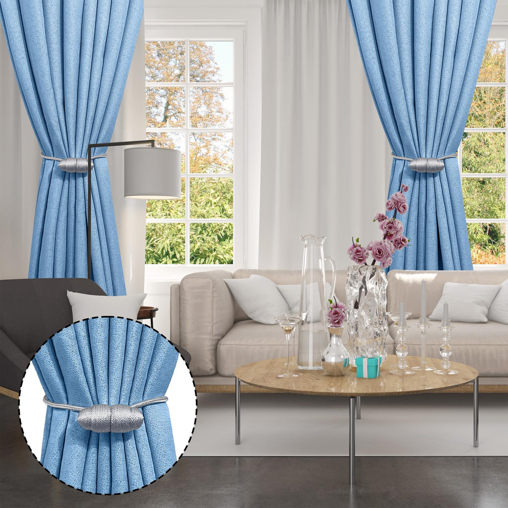 Gray Boho No Drill Magnetic Curtain Tiebacks Decor - 4PCS
