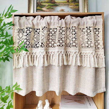 Boho Valances Crochet Tassel Kitchen Cafe Curtains 1PC W39 x L19