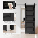 72"(Double 36") x 84" Sliding Barn Door, 5-lite Panel Barn Door with Hardware Kit, MDF & Waterproof 