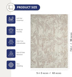 Abani Terra Cream 5' x 8' Area Rug for Living Room, Bedroom - Abstract Wavy Pattern - Durable & Easy to Clean