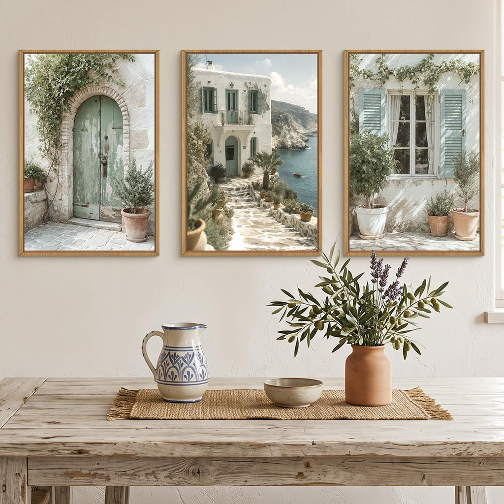 Vintage Italy City Landscape Framed Canvas Wall -24"x36"x3
