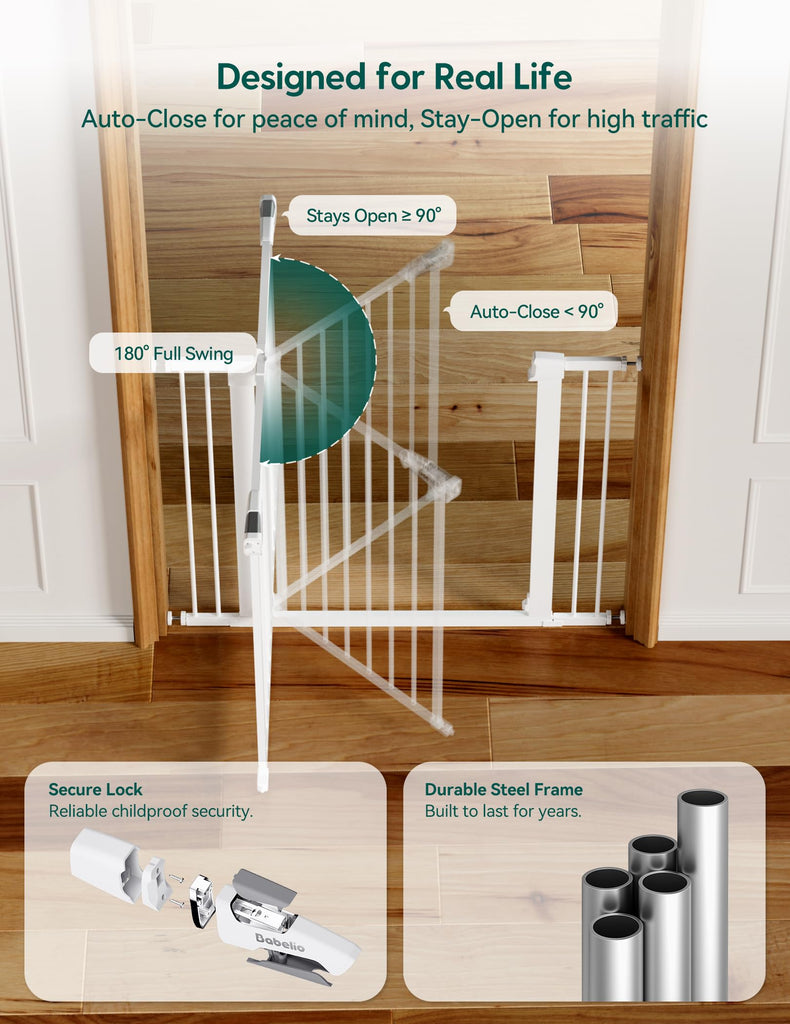 29-43" Baby Gate for Stairs, 36" Tall,, White
