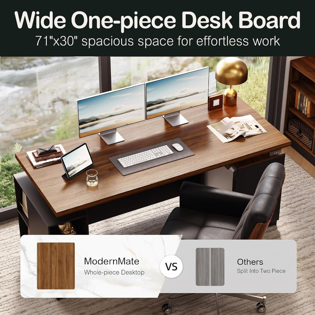 71" Executive Standing Desk with Privacy Panel, Black Walnut