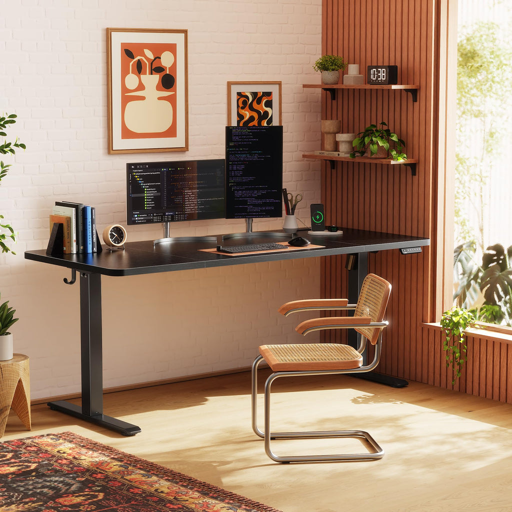 63 X 24 Inch Electric Standing Desk with Power Outlets and USB-C Port, Height Adjustable Desk, Sit Stand Desk