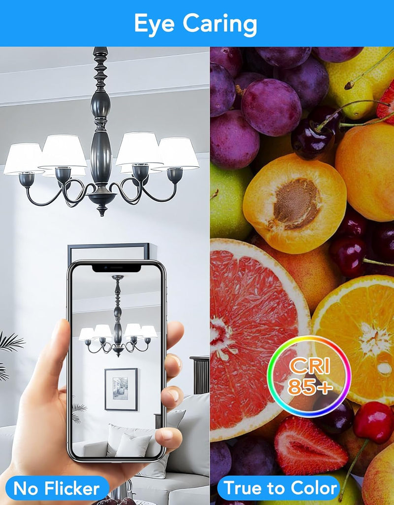 E12 LED Bulbs 60W Equivalent, E12 Small Base Candelabra Ceiling Fan Bulbs 6W 620LM, A15 Globe Bulb 85+ CRI