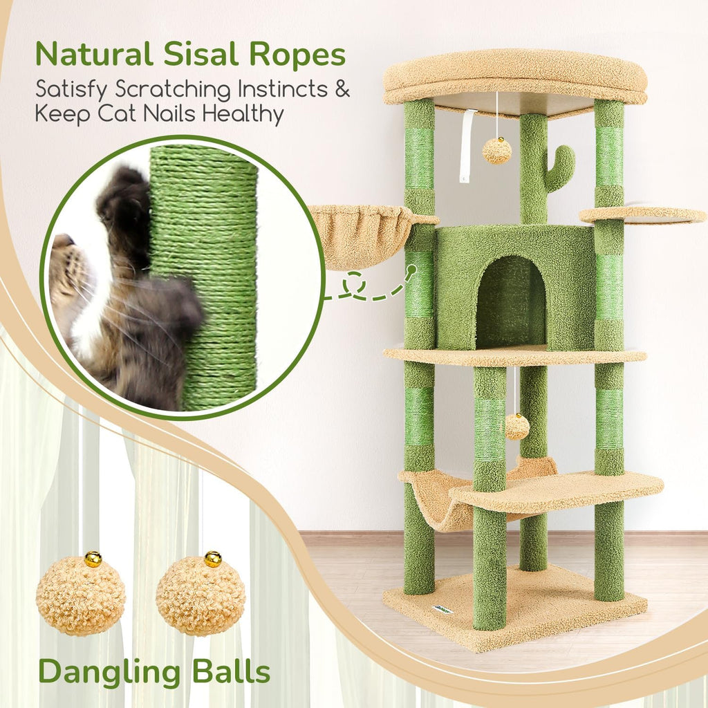 Cactus Corner Cat Tree Tower with Scratching Post, Green
