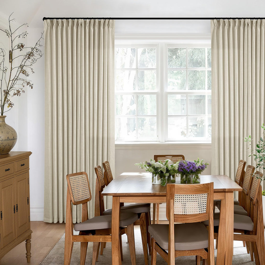Linen Flax Curtains Pinch Pleated 102 Inch Curtains 2 Panels
