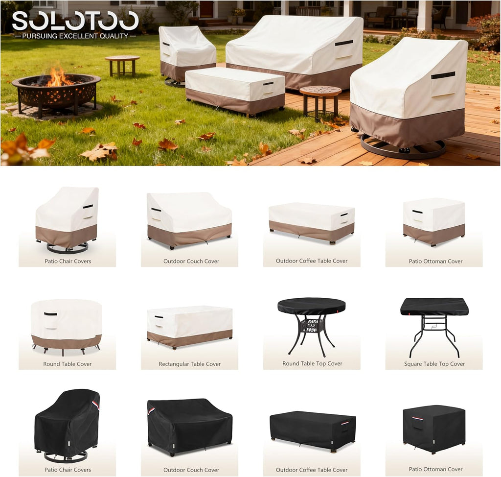 Round Outdoor Table Cover Waterproof, 54" Dia x 28" H | Heavy Duty Patio Furniture Covers, Durable Fabric Shields