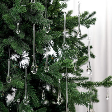 Clear Glass Teardrop Christmas Ornaments,4 Medium Size - Set of 22