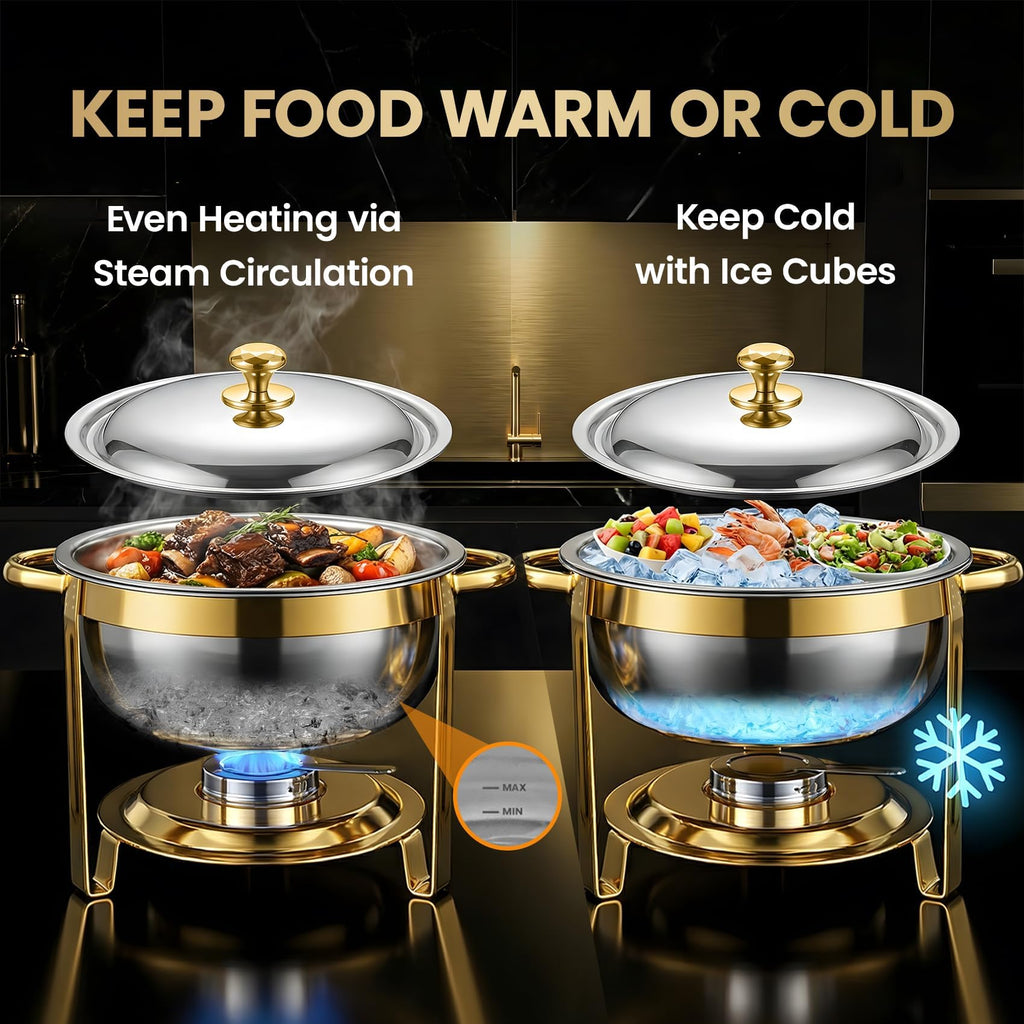 7QT Gold Chafing Dishes for Buffet, 4 Pack Buffet Servers and Warmers Set