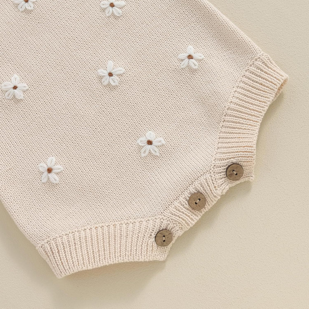 Newborn Infant Baby Girl Summer Romper Sleeveless Floral Knitted Bodysuit One Piece Jumpsuit Baby Girl Overalls