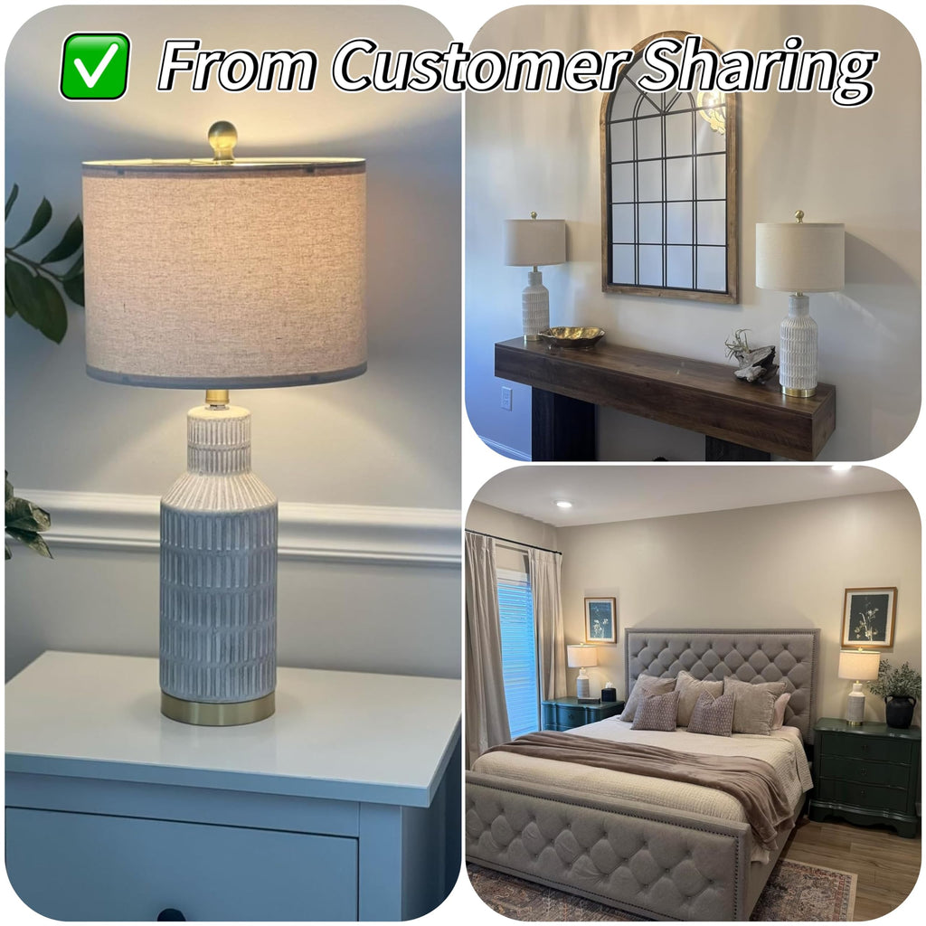 25" Modern Ceramic Lamps Single Table Lamp Bedroom Farmhouse Nightstand Bedside Lamps