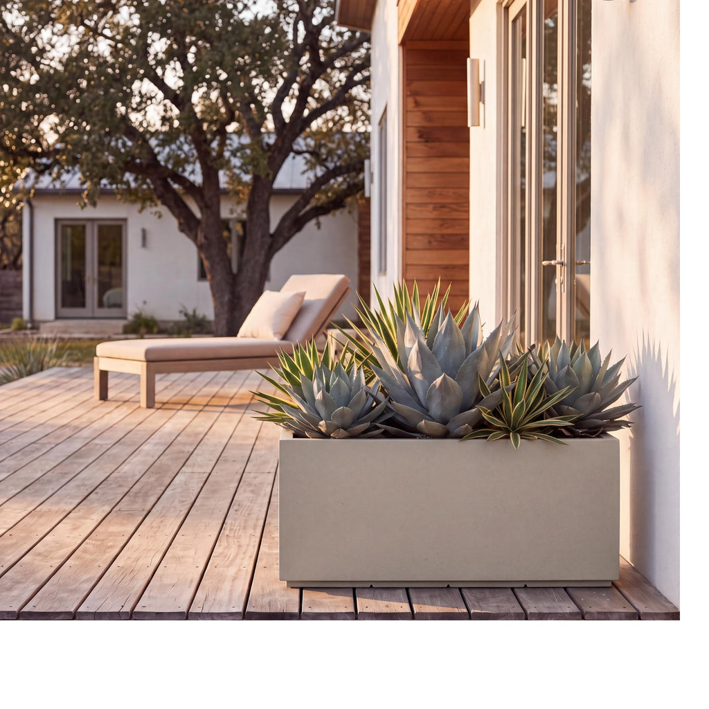 Milan Rectangular Trough Planter - 43" x 15" x 19" - Large Lightweight Indoor/Outdoor Planter Box - Modern Stone-Look