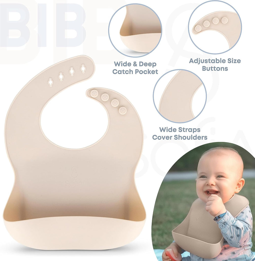 BPA-Free Non-Toxic Silicone Baby Plate Set - Piece Baby Led Weaning Starter Kit with Suction Divider Plate, Soft