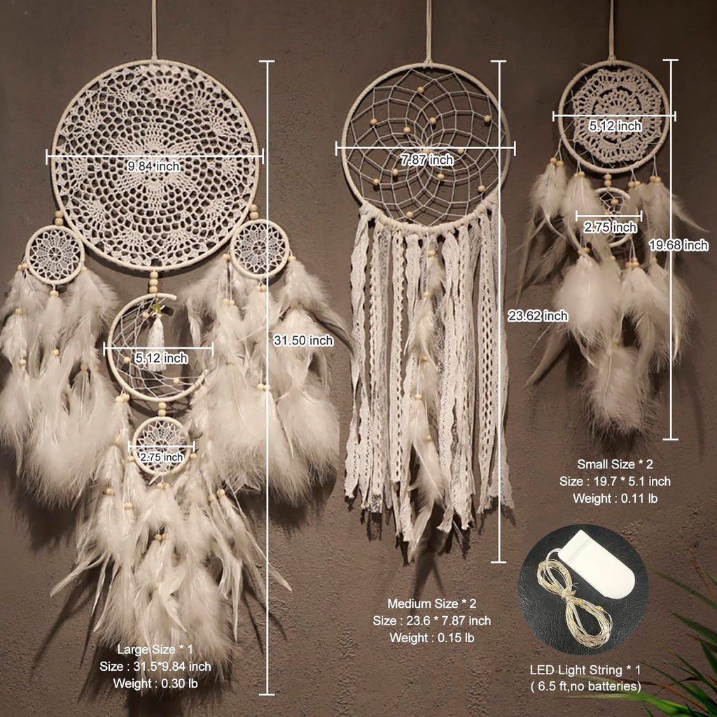 Boho Dream Catchers for Adults, Native Wall Decor with Light