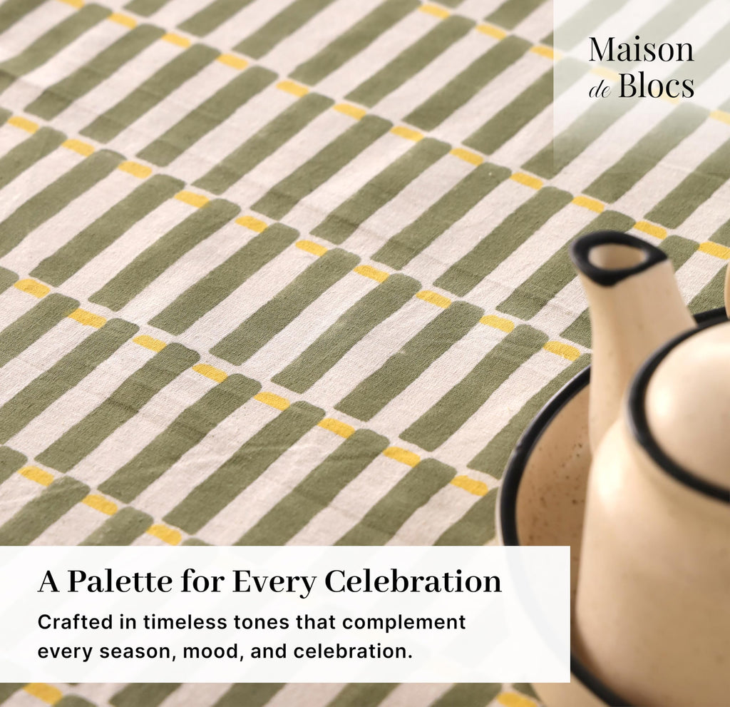 100% Cotton Hand Block Printed, Tablecloth, Dining, Table Cover for Parties, Christmas, Weddings, Barbecues and