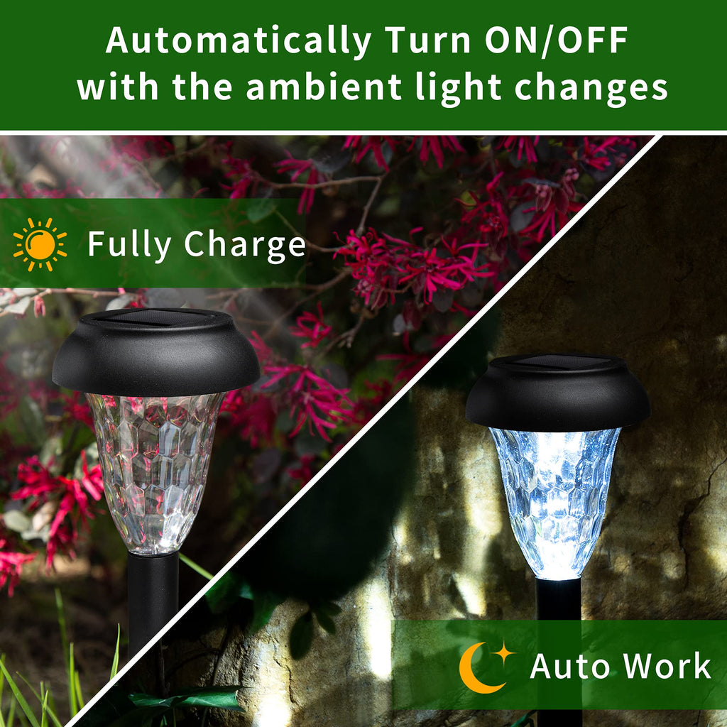 Solar Lights Outdoor Waterproof Pathway Lights, 12 Pack Cold White