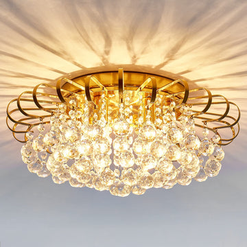 4-Lights Crystal Chandelier Modern Semi Flush Mount Ceiling Light Fixture Ceiling Lighting Hallway Dining Room