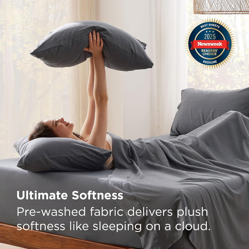 Deep Pocket Queen Sheets - 6 Piece, Prewashed Ultra-Soft Queen Sheet Set, Fits Mattresses Up to 18 Inches Thick
