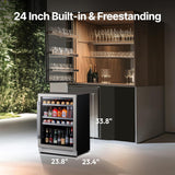 Beverage Refrigerator Cooler - 24 Inch Beverage Fridge 180 Can with Glass Door, 