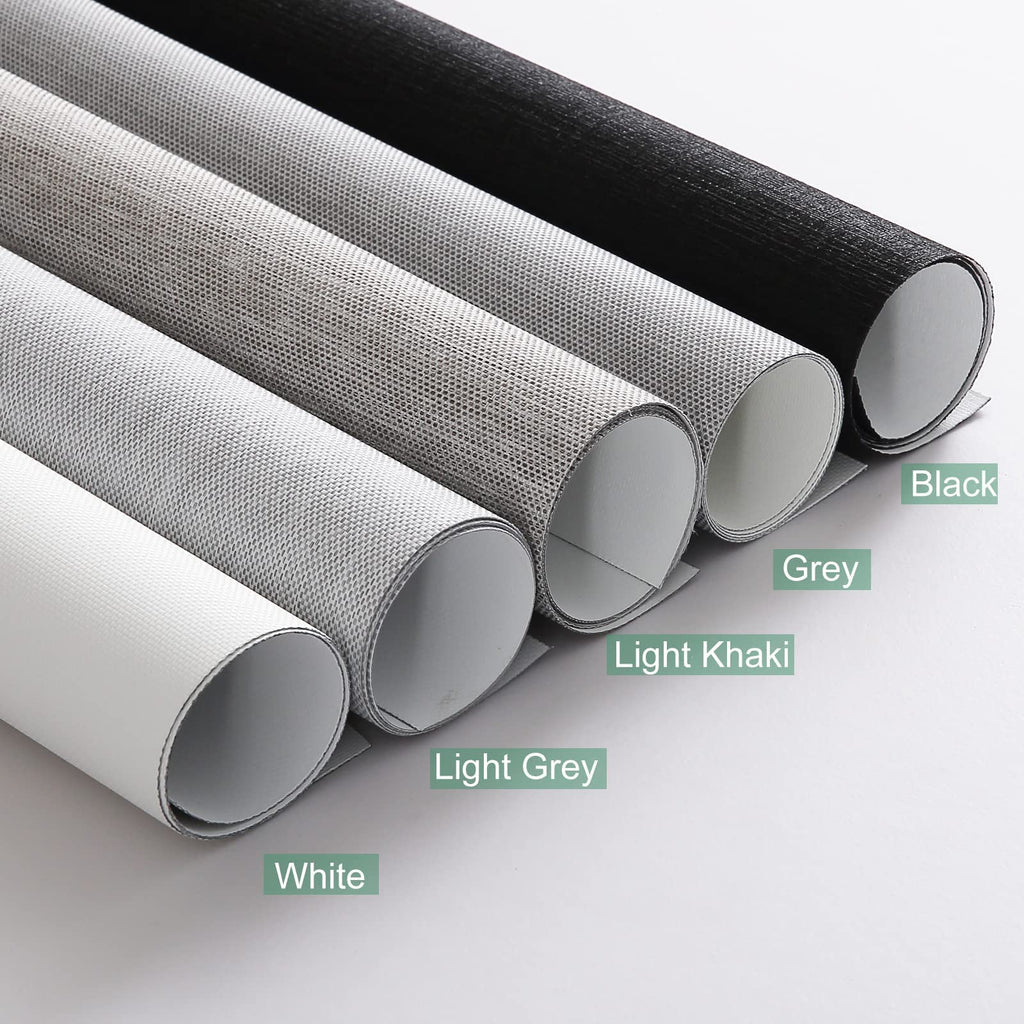 Custom Size Cordless 100% Blackout Roller Shades Window Shades with Textured Pattern Thermal Insulation UV Protection