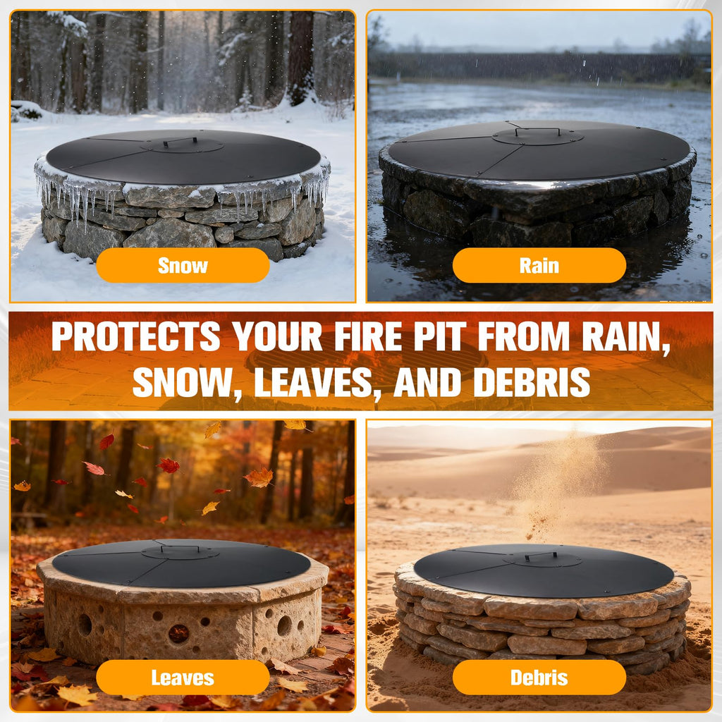 28 Inch Fire Pit Lid, Heavy-Duty Steel Fire Pit Cover