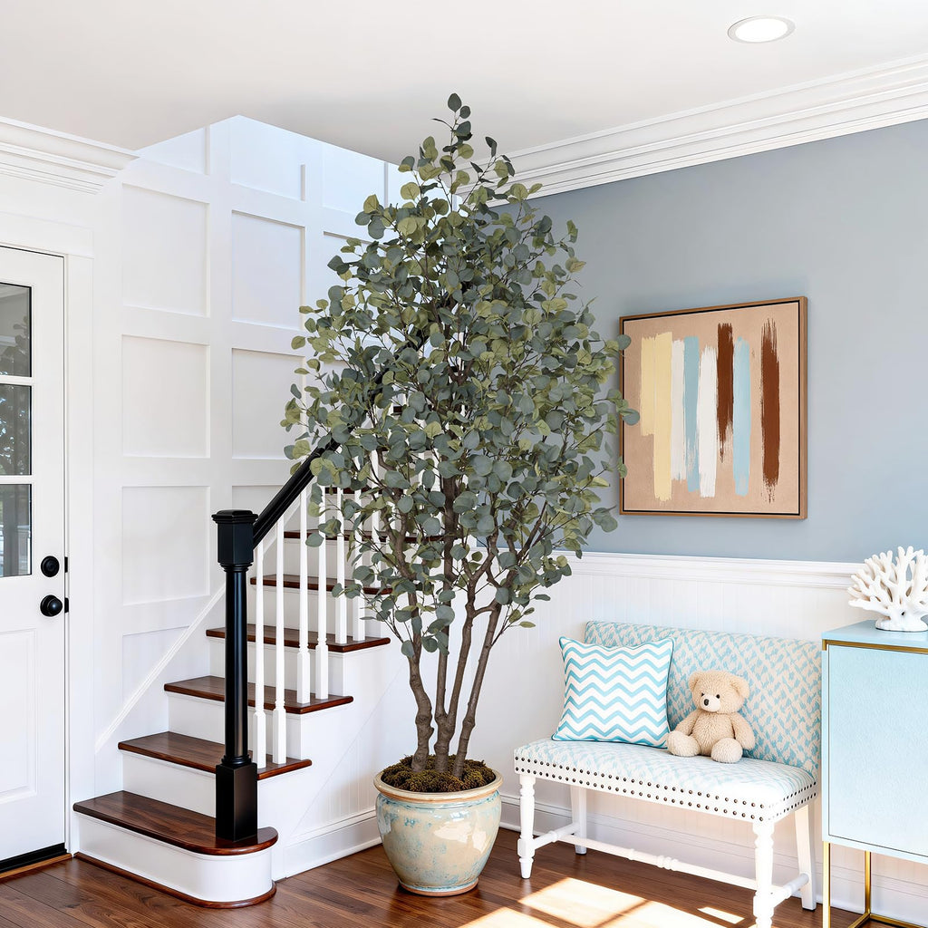 Artificial Eucalyptus Tree 8FT, Large Faux Eucalyptus Tree for Indoor Decor