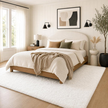 White Area Rugs, Large Shag Bedroom Carpet, Big Indoor Thick Soft Nursery Rug, Ivory Carpets for Boy and Girls