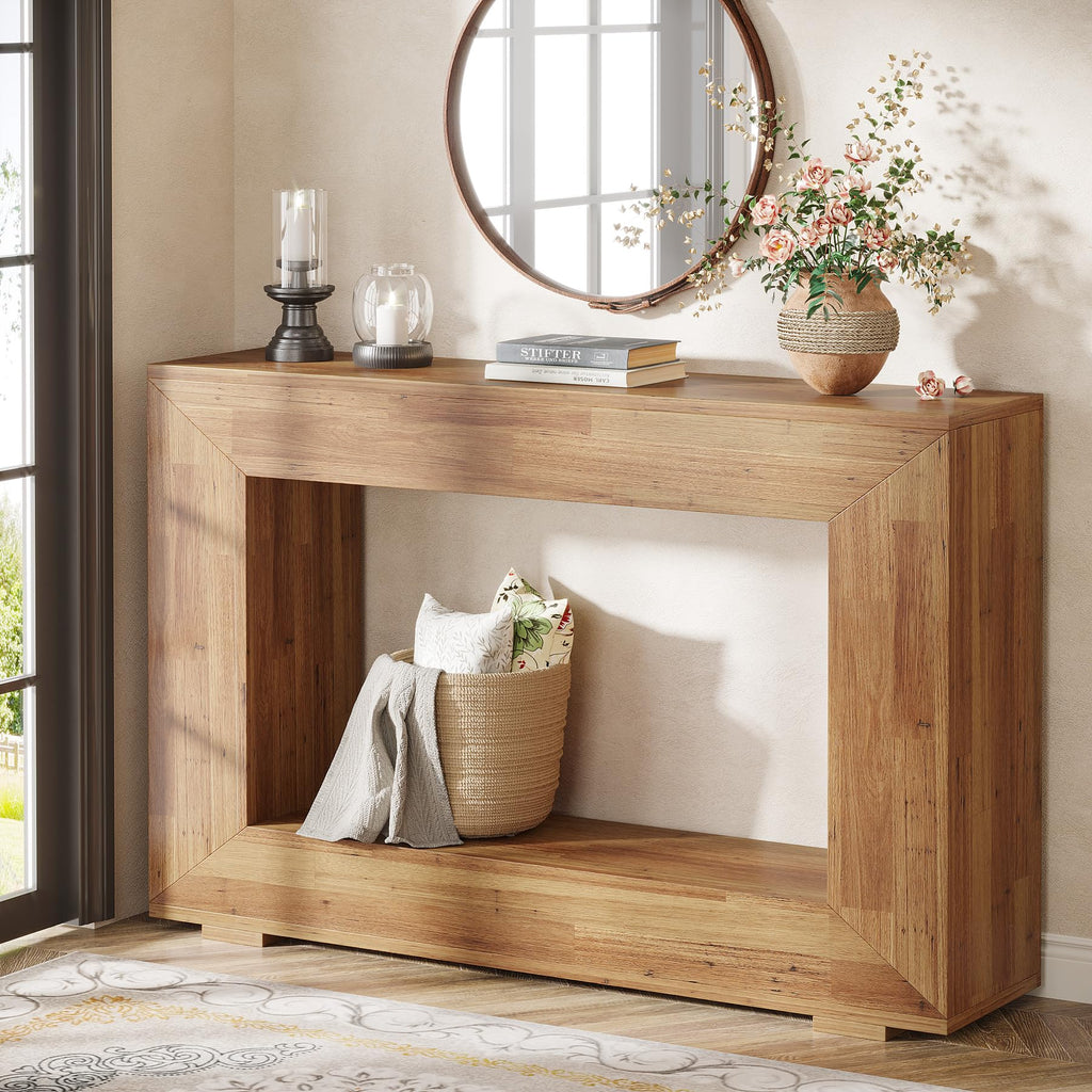Farmhouse Console Table, 47 Inches Entryway Console Table with Storage, Industrial Hallway Accent Table, Entrance