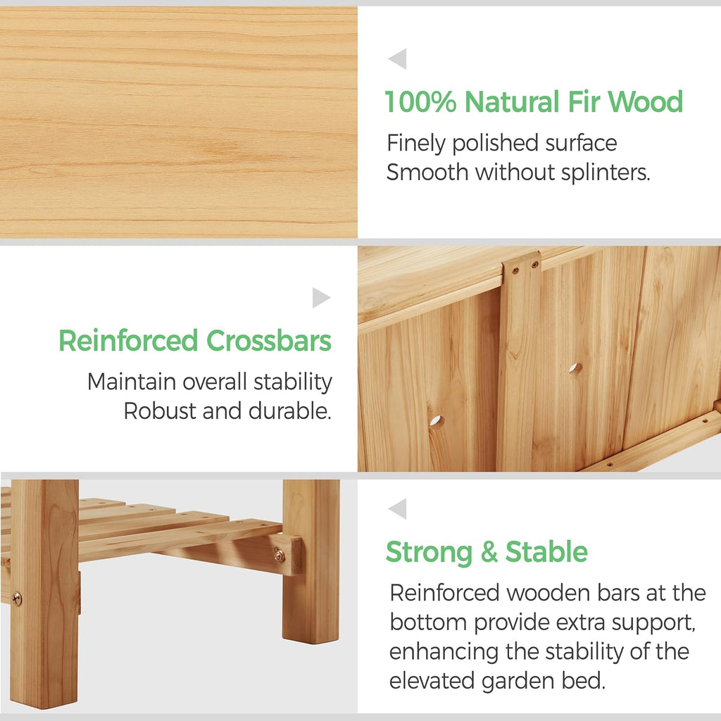 34" Raised Garden Bed with Legs, Wooden Planter Box, 1Pcs | Elevated wooden planter with sturdy fir wood frame &