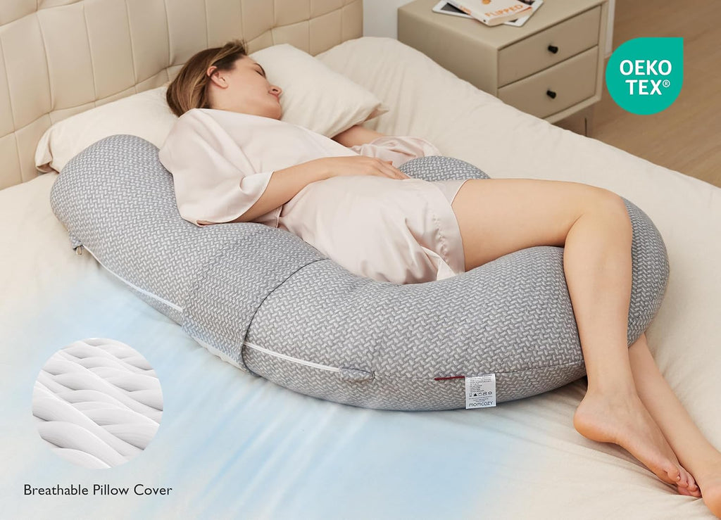 Original F Shaped Pregnancy Pillow with Adjustable Wedge Pillow | Full Body Support Maternity Pillow for Side