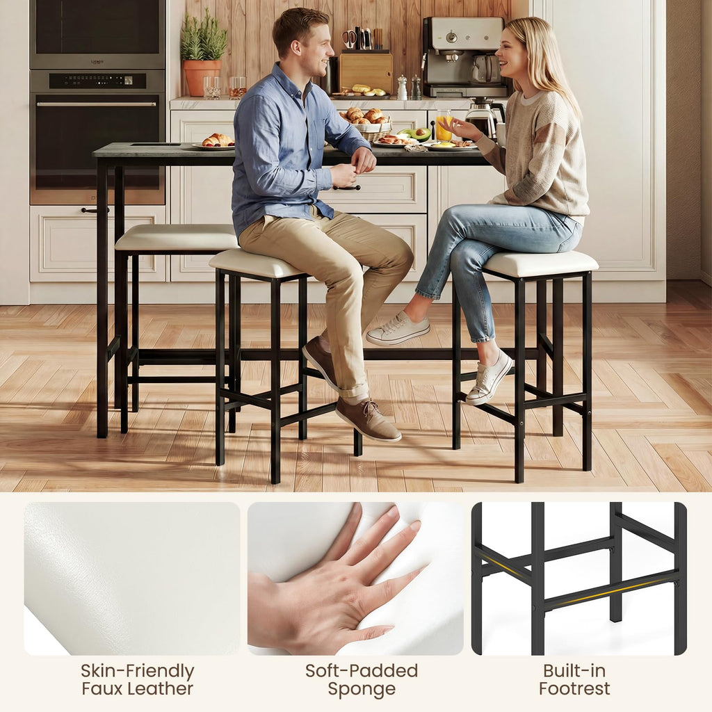 4 Pieces Counter Height Bar Table Set with Power Outlet