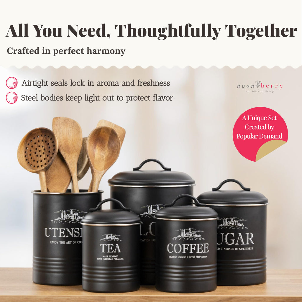 5-Piece Farmhouse Kitchen Canister Sets Counter