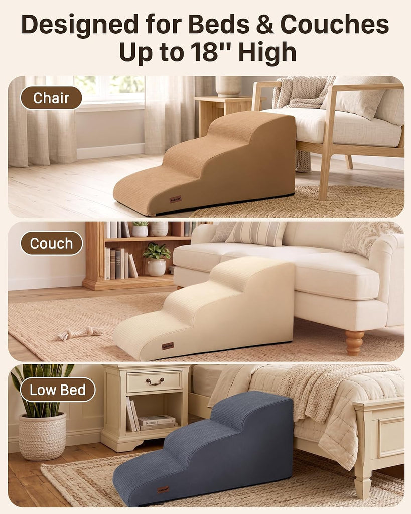 Dog Ramp for Small & Medium Dogs, 16" H Pet Stairs for Couch & Bed