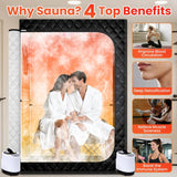 2 Person Sauna, Upgraded Portable Sauna for Home, Extra Large Personal Steam Sauna Box with 2 Steamer, 2 Folding Chair