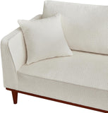 Modern Chaise Lounge Chair and Ottoman — White Boucle