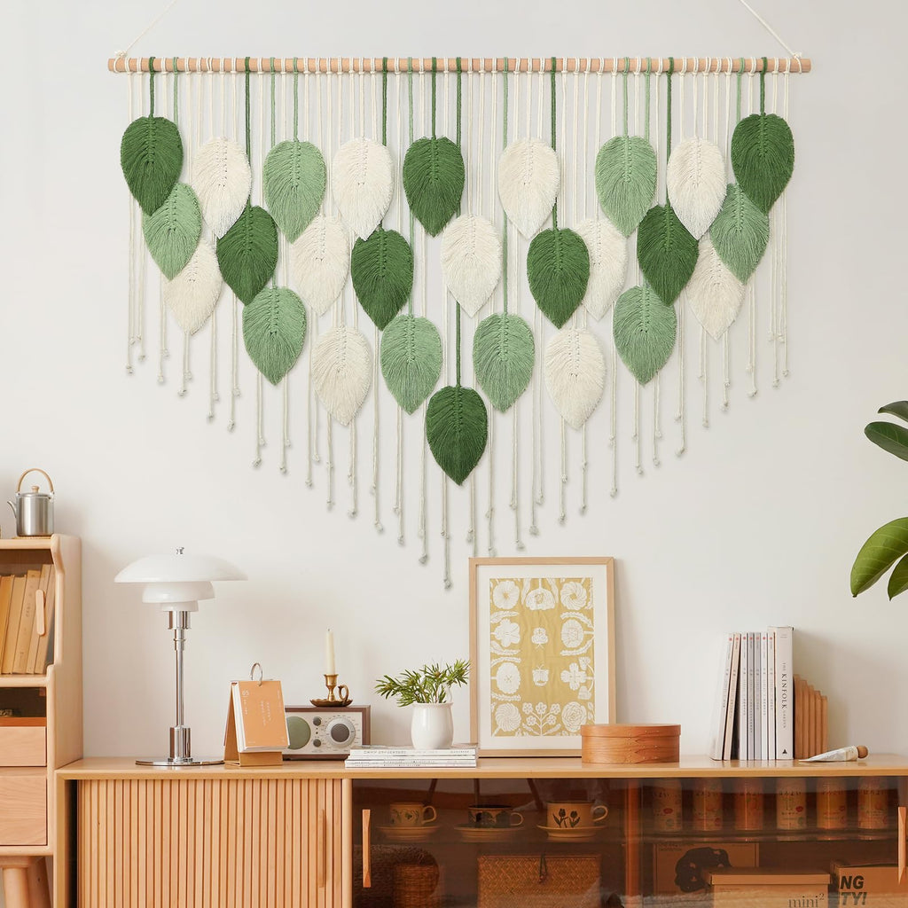 Large Macrame Wall Hanging Boho Leaves Macrame Tapestry Chic Wall Decor