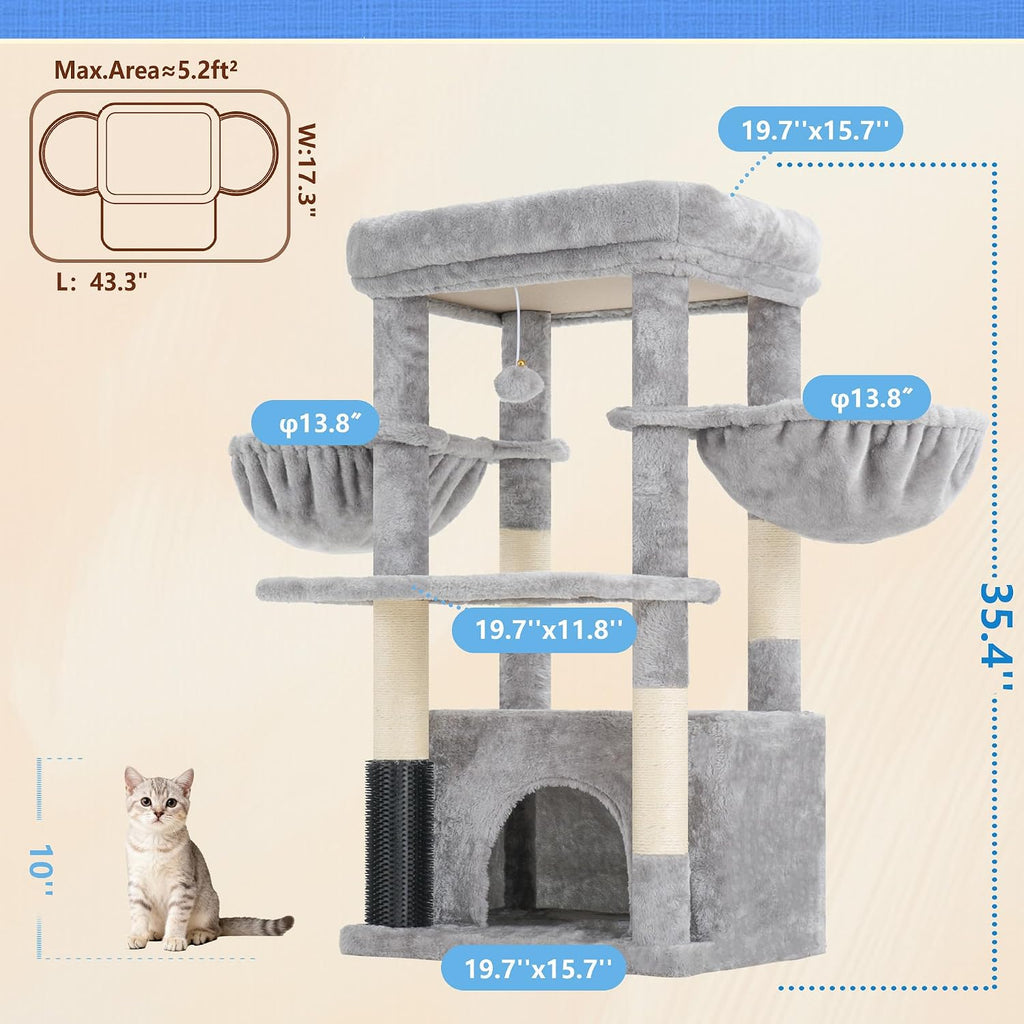 Cat Tree Tower with Large Platform, Spacious Condo