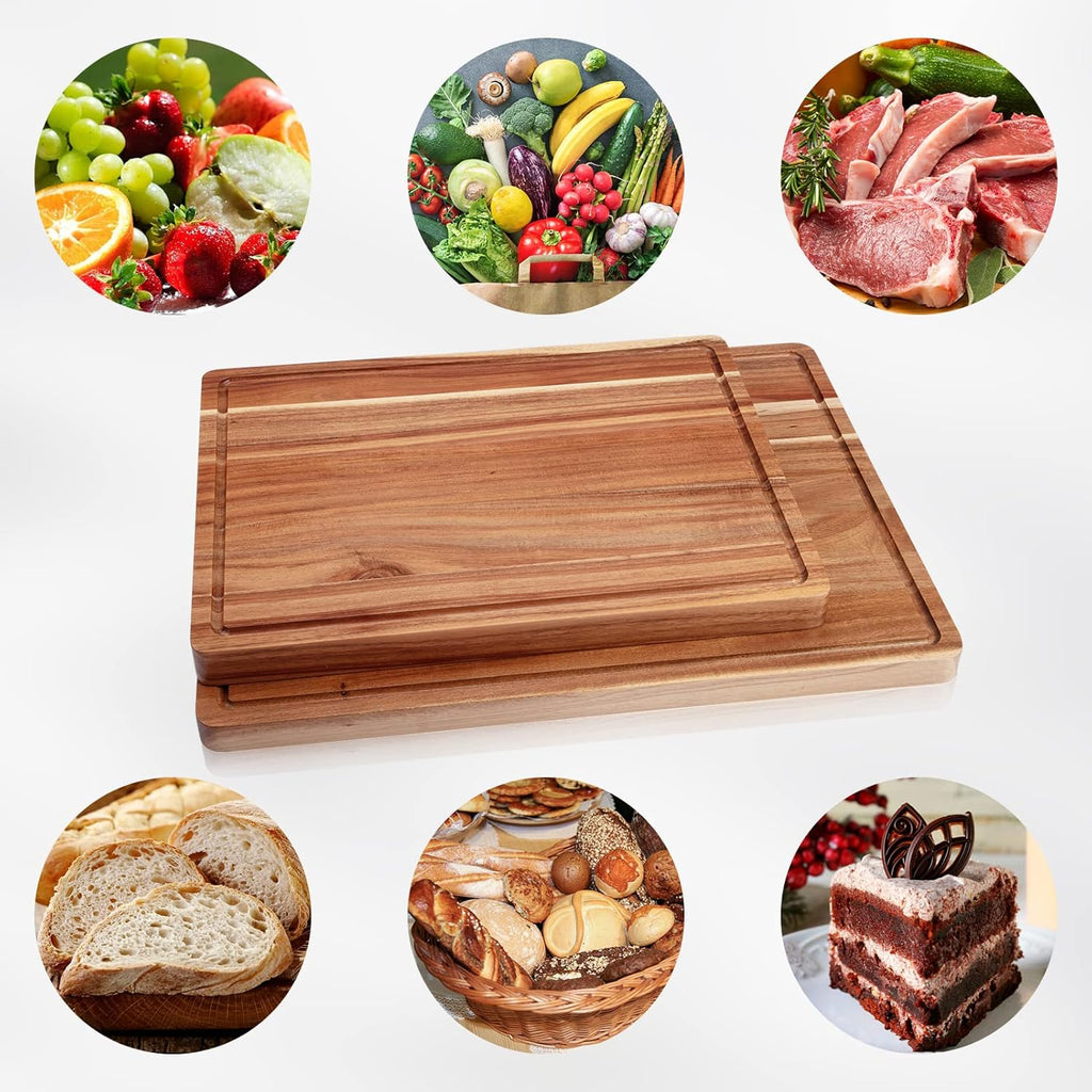 20 x 15 Inch Large Acacia Wood Cutting Board, Reversible Wooden Butcher Block Cutting Board with Juice Groove