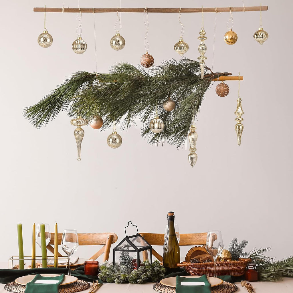 12 Pcs Mercury Glass Christmas Ornaments,Gold,Mixed Shapes