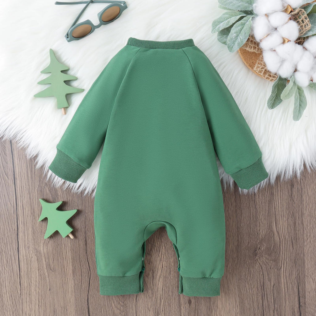 Christmas Newborn Baby Girl Boy Onesie Romper Santa Baby Print Ruffle Button Down Jumpsuit Infant Coming Home Outfit