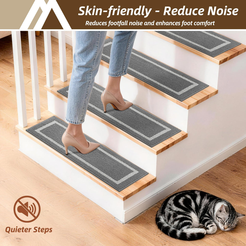 Soft Non-Slip Carpet Mat 28inX9in, 7pcs Grey