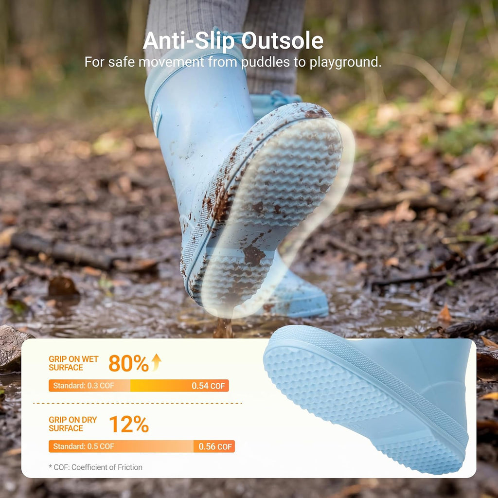 Kids Waterproof Drawstring Rain Boots