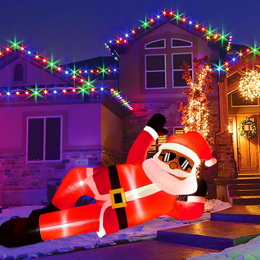 10FT Inflatable Santa, Christmas Inflatables Outdoor Yard Decor with Lights