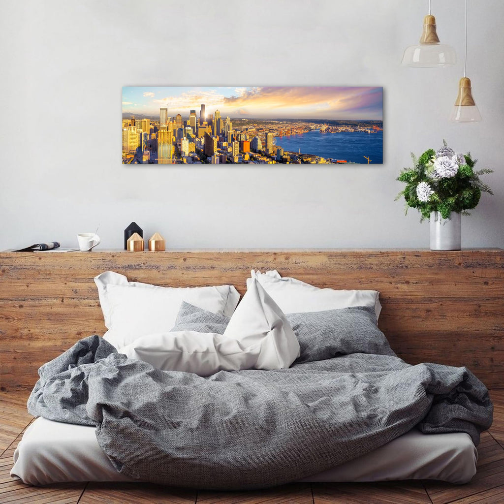 Seattle Skyline Wall Nature Sunset City Wall Decor Living Room Washington Cityscape Canvas Prints Modern Skyscraper
