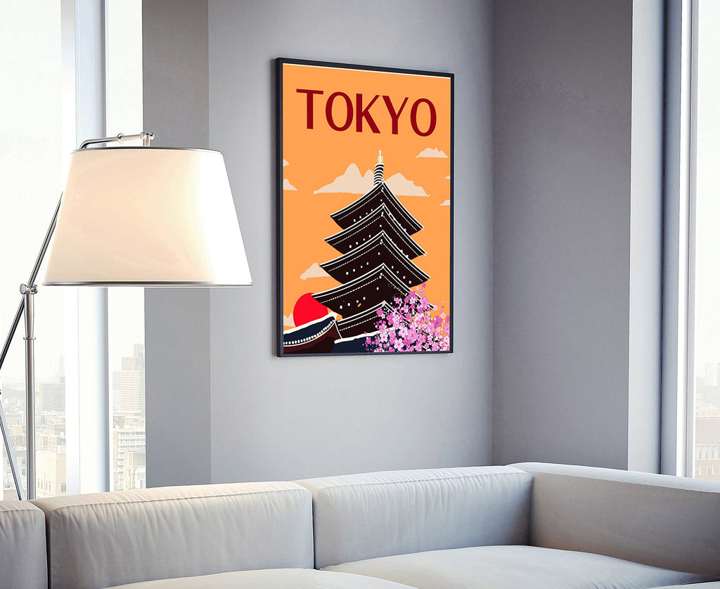 Japan Tokyo Travel Poster, Tokyo Cityscape and Landmark Poster Wall, Home Wall, Office Wall Decor, Posters, Tokyo