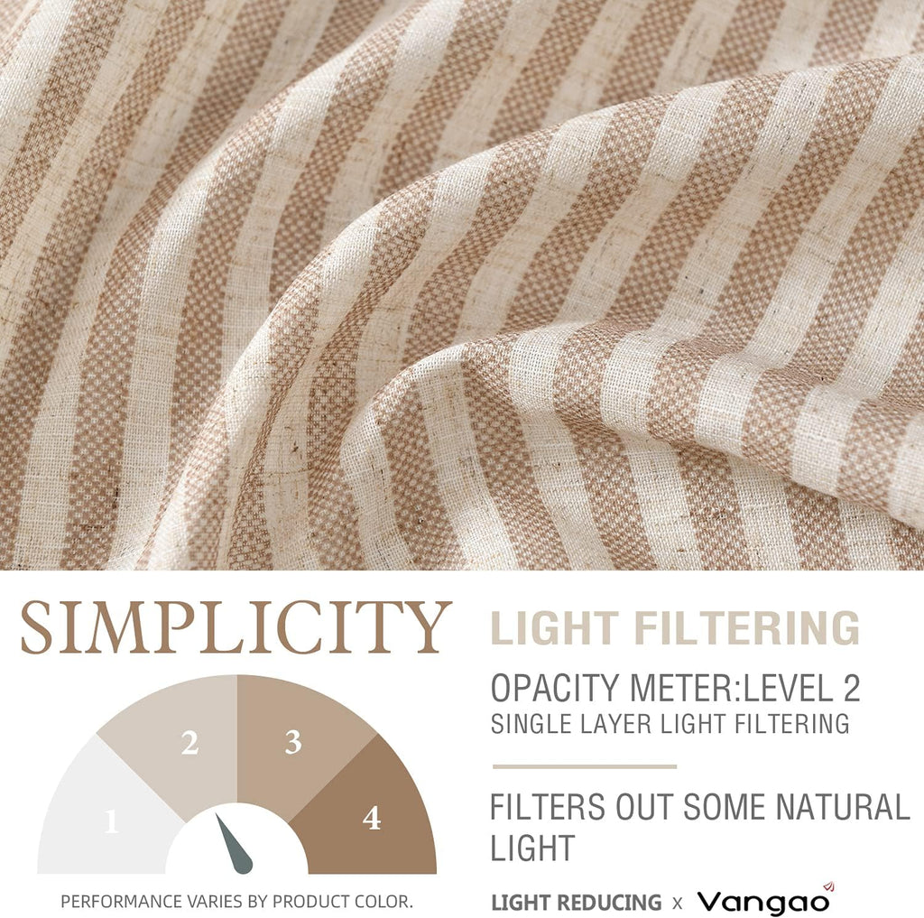 Stripe Farmhouse Kitchen Curtains 24 Inch Length Linen Cafe Curtains Tickingstripe Tier Drapes Pinstripe Semi-Sheer