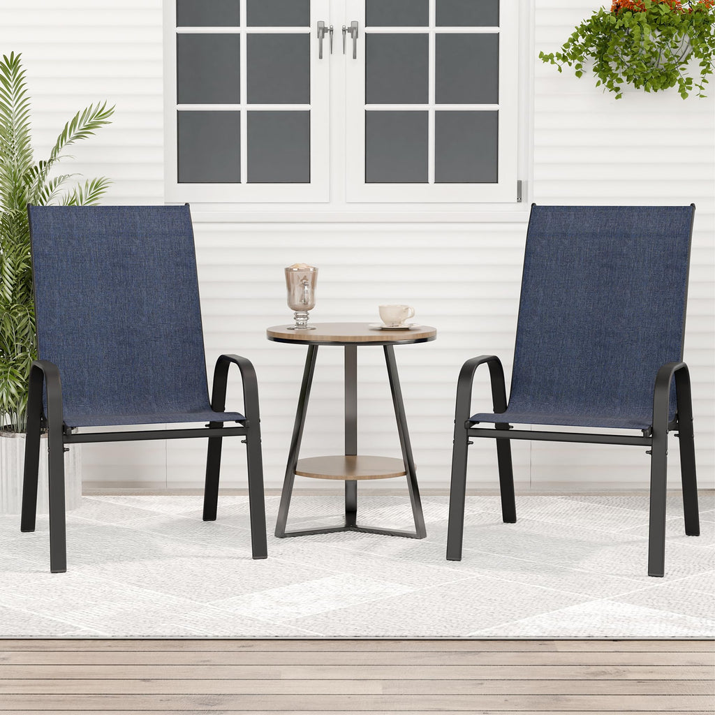 Patio Chairs Set of 8, Stackable Outdoor Dining Chairs for All Weather, Metal Modern Outside Furniture Chair for Pool