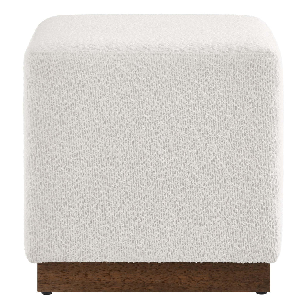 Tilden 17" Square Boucle Upholstered Upholstered Ottoman in Cloud Walnut