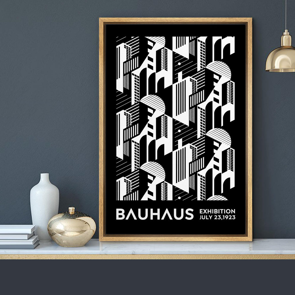 Framed Canvas Print Wall Art Bauhaus Geometric Art Deco Landscape Shapes Abstract Illustrations Modern Art Minimal